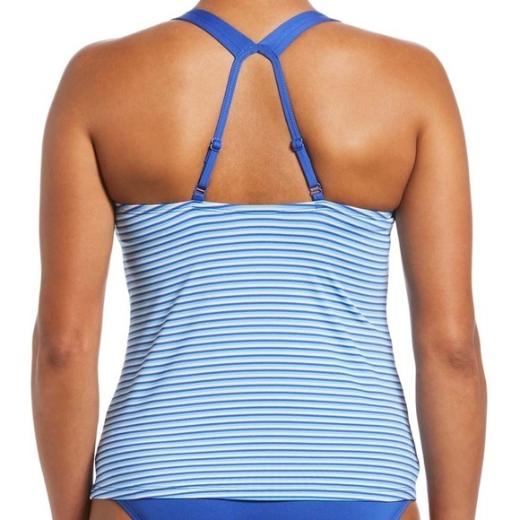 NWT Nike Hyper Royal Micro Stripe V-Neck Tankini Swim Top - Picture 2 of 6